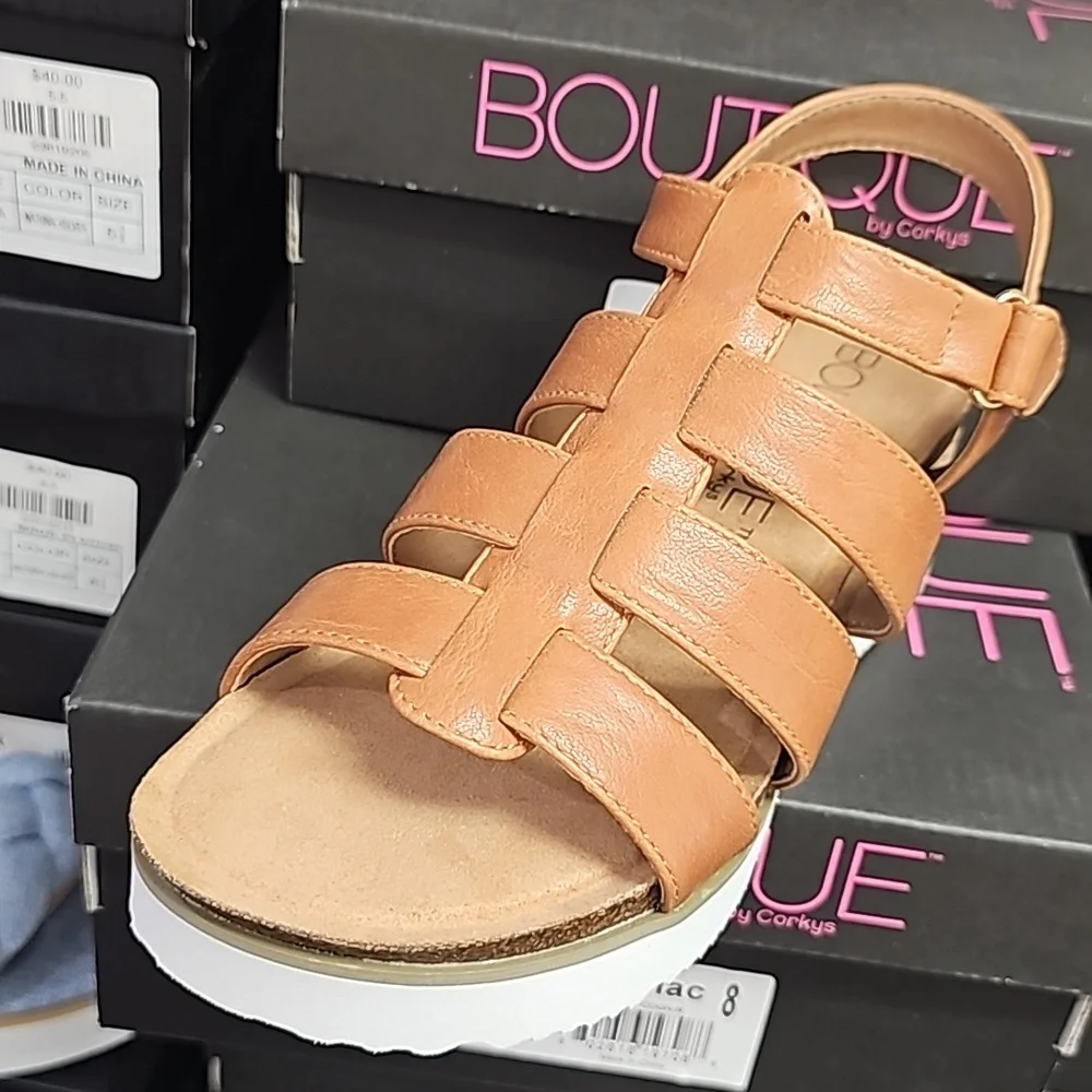 Corkys Tan Gladiator Sandals with Buckle Closures - Picture 3 of 3